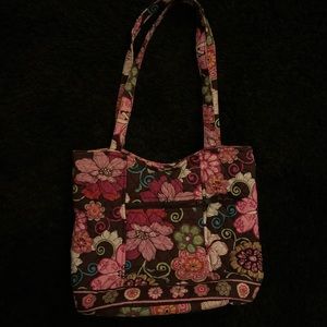 Vera Bradley flowered pink and brown bag